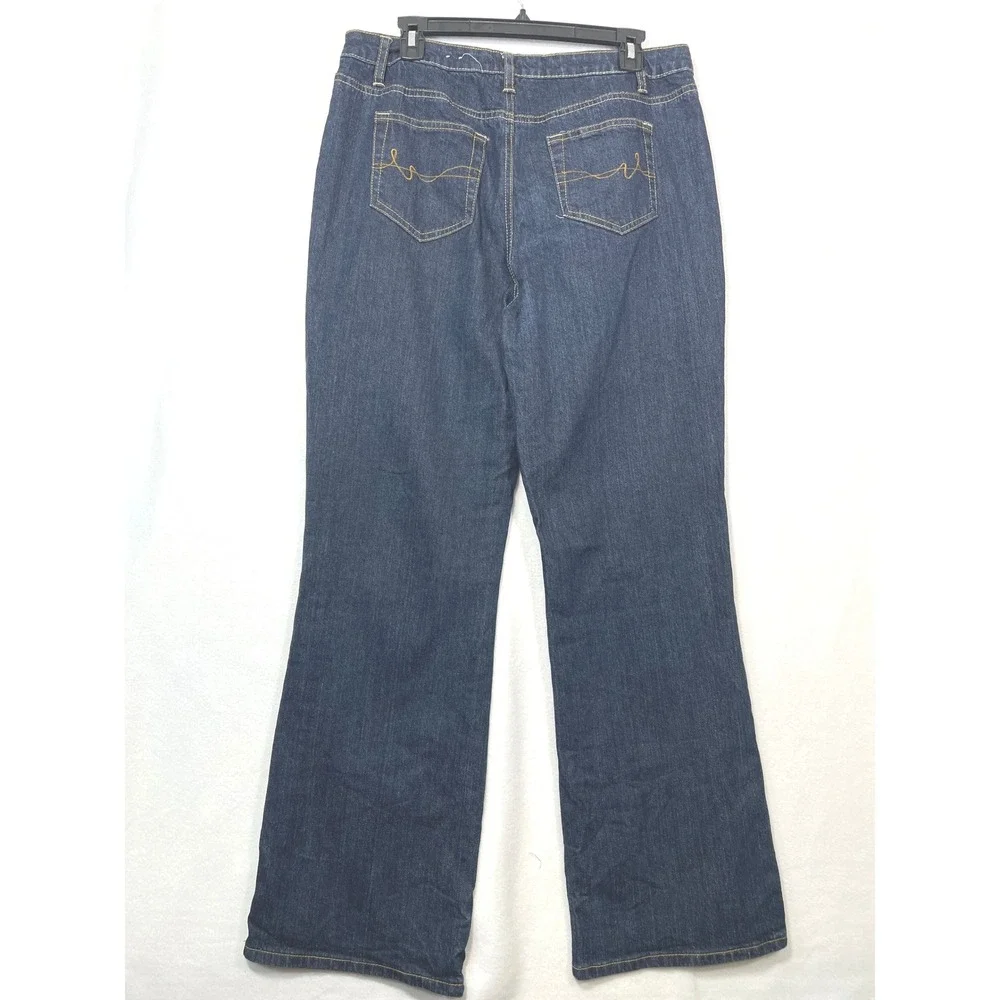 St Johns Bay Stretch Jeans Women 16 Dark‎ Bootcut Wash Denim Relaxed Fit Casual